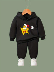 OERYUI Christmas Star Print Hooded Pullover Pants Set For Sports