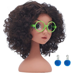 Girl's Cosplay Wig Green Glasses Earrings Halloween Prop