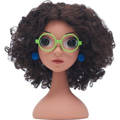 Girl's Cosplay Wig Green Glasses Earrings Halloween Prop
