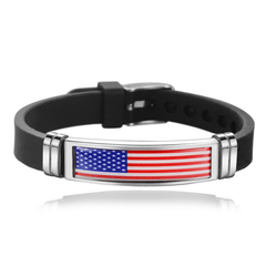 Flag Style Sports Bracelet Adjustable Silicone Wristband