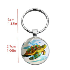 Turtle Pattern Pendant Keychain for Car Keys Backpacks Wallets