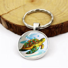 Turtle Pattern Pendant Keychain for Car Keys Backpacks Wallets