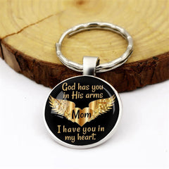 God Has You In His Arm And I Have You In My Heart Pendant Keychain