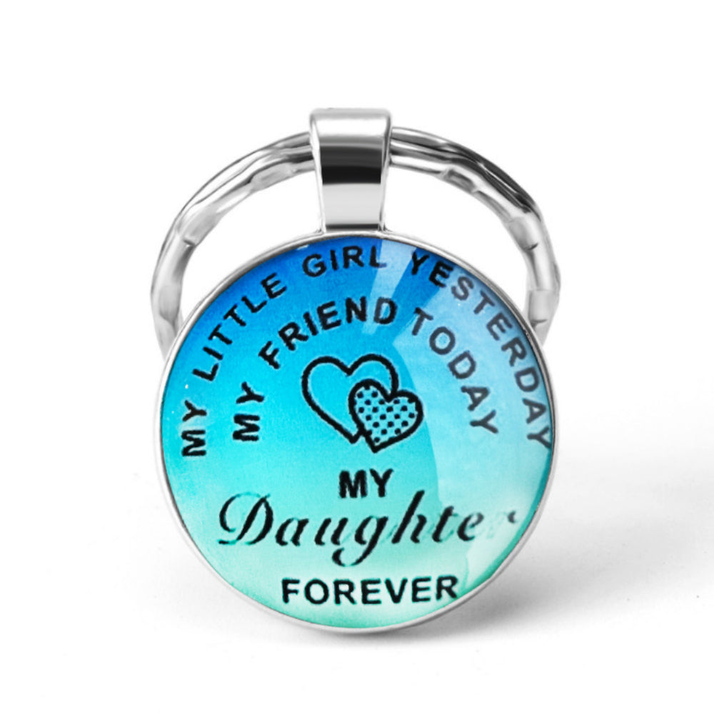 To My Daughter Letter Print Pendant Keychain