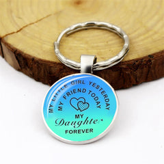 To My Daughter Letter Print Pendant Keychain