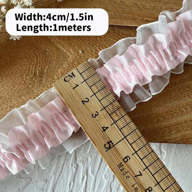 1M Long 1.5" Wide Elastic Lace Ribbon Stretch Lace Trim Fabric Craft Decoration