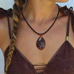 Tree Of Life Teardrop Amethyst Opal Pendant Necklace