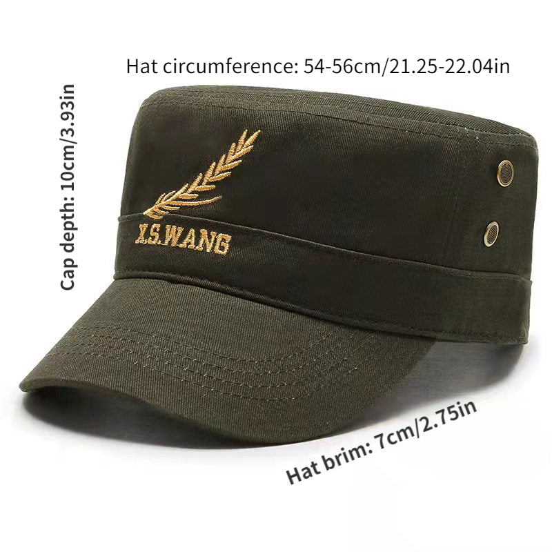 Men's Army Green Baseball Cap with Star Embroidery