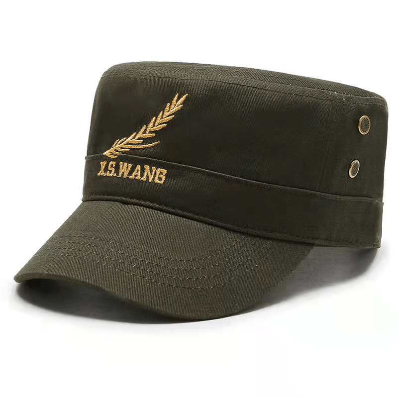 Men's Army Green Baseball Cap with Star Embroidery