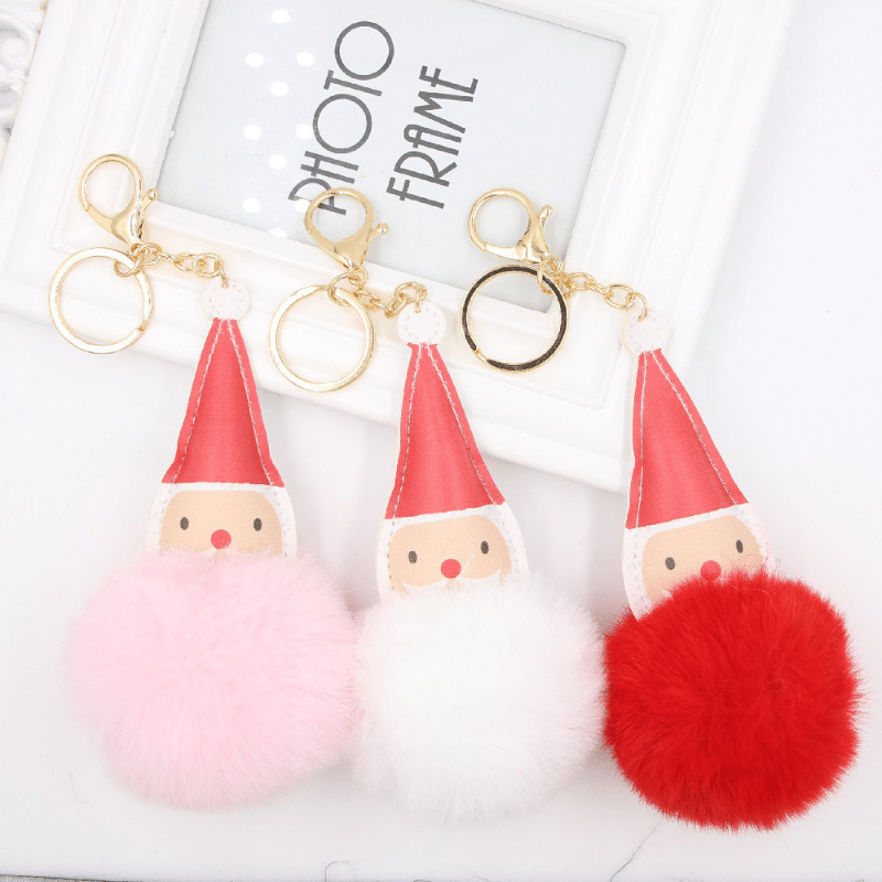 Santa Pompom Handbag Charm Plush Bag Pendant
