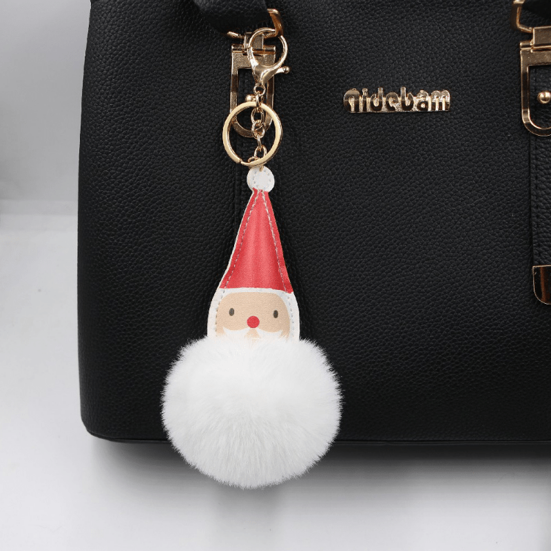 Santa Pompom Handbag Charm Plush Bag Pendant