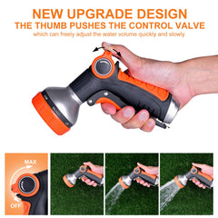 Adjustable 8-Pattern Garden Hose Nozzle with Water Volume Control Valve