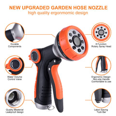 Adjustable 8-Pattern Garden Hose Nozzle with Water Volume Control Valve