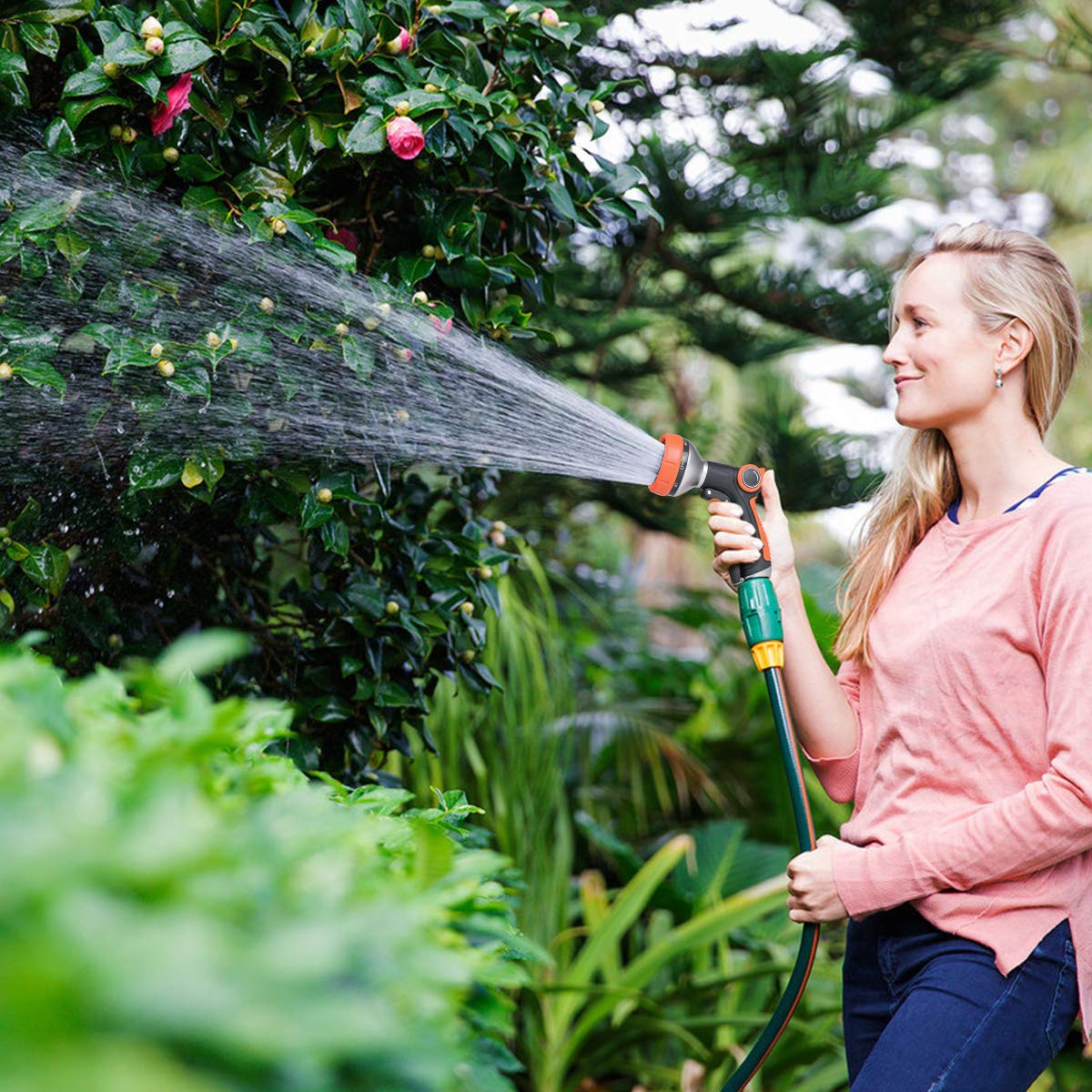 Adjustable 8-Pattern Garden Hose Nozzle with Water Volume Control Valve
