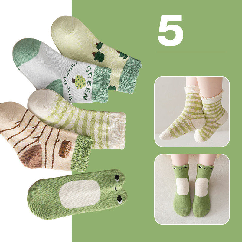 5 Pairs Kids Cartoon Socks, Breathable Comfy Socks for Boys and Girls