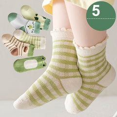 5 Pairs Kids Cartoon Socks, Breathable Comfy Socks for Boys and Girls