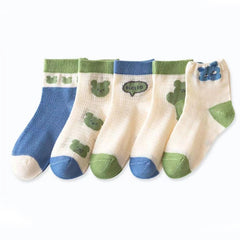 5 Pairs Kids Cartoon Bear Pattern Crew Socks