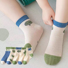 5 Pairs Kids Cartoon Bear Pattern Crew Socks