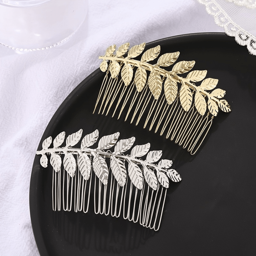 Leaf Hair Comb Golden Silver Leaf Hair Comb Hair Accessories For Girls