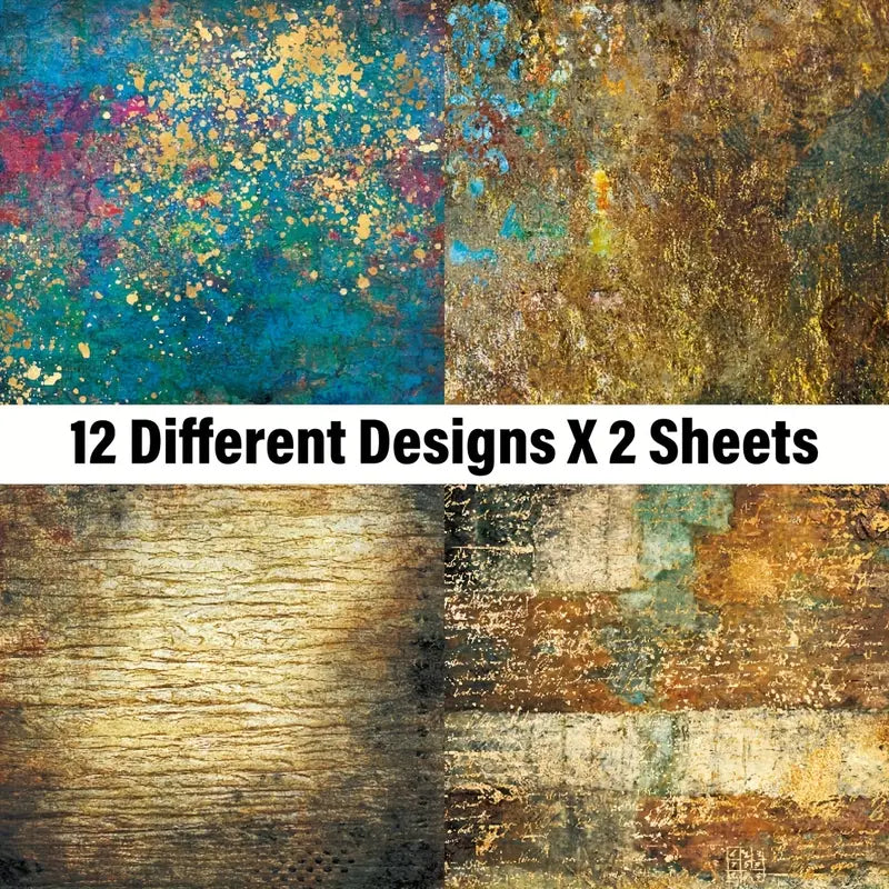 24pcs Vintage Single Sided Scrapbook Paper Pad For DIY Crafts