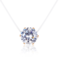 Minimalist Round Hexaclaw CZ Pendant Necklace Translucent Clavicle Chain