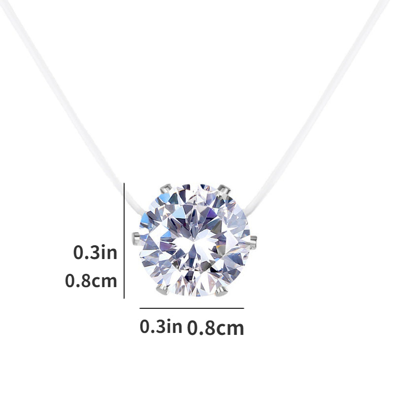 Minimalist Round Hexaclaw CZ Pendant Necklace Translucent Clavicle Chain
