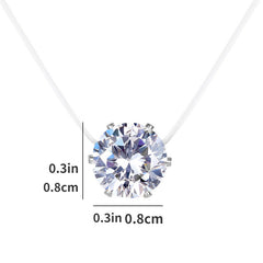 Minimalist Round Hexaclaw CZ Pendant Necklace Translucent Clavicle Chain