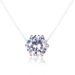 Minimalist Round Hexaclaw CZ Pendant Necklace Translucent Clavicle Chain