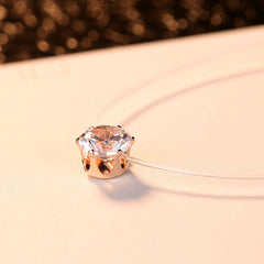 Minimalist Round Hexaclaw CZ Pendant Necklace Translucent Clavicle Chain