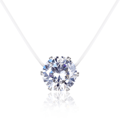 Minimalist Round Hexaclaw CZ Pendant Necklace Translucent Clavicle Chain