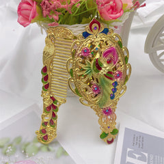 Classic Peacock Handle Mirror Comb Kit