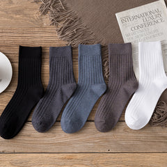 5 Pairs Men's Solid Short Socks Thick Warm Striped Sports Socks