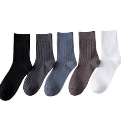 5 Pairs Men's Solid Short Socks Thick Warm Striped Sports Socks