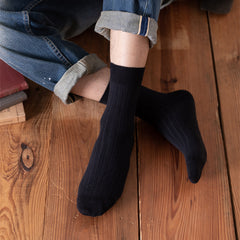 5 Pairs Men's Solid Short Socks Thick Warm Striped Sports Socks