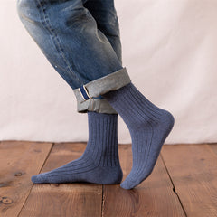 5 Pairs Men's Solid Short Socks Thick Warm Striped Sports Socks