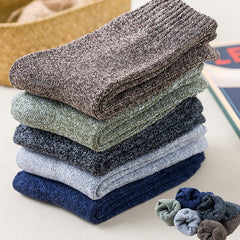 5 Pairs Men's Thermal Crew Socks Thick Cotton Blend Comfy Casual Unisex Socks