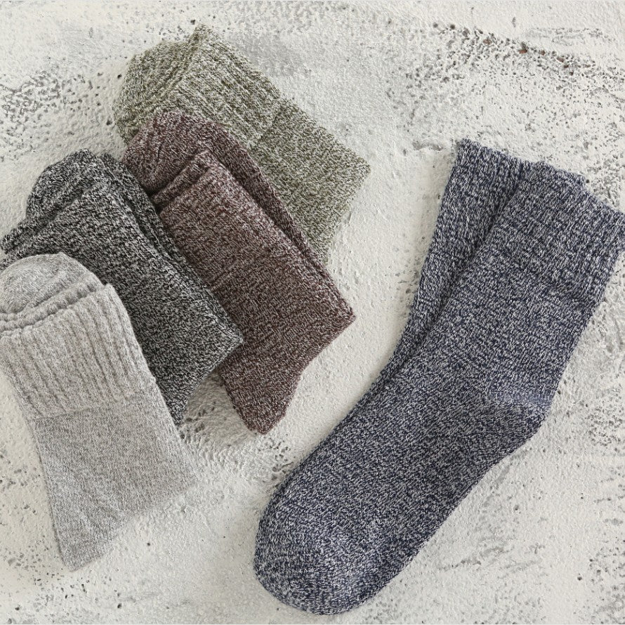 5 Pairs Men's Thermal Crew Socks Thick Cotton Blend Comfy Casual Unisex Socks