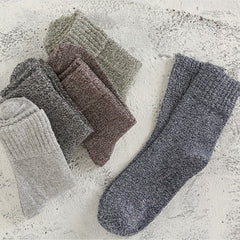 5 Pairs Men's Thermal Crew Socks Thick Cotton Blend Comfy Casual Unisex Socks