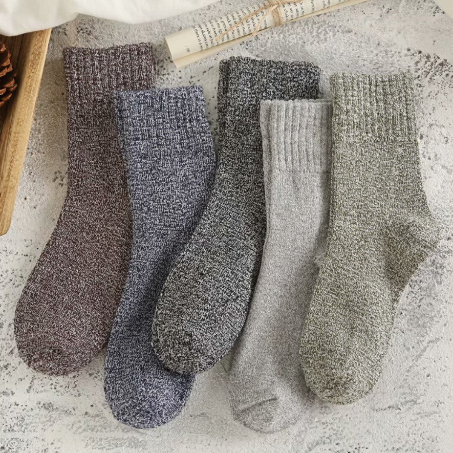 5 Pairs Men's Thermal Crew Socks Thick Cotton Blend Comfy Casual Unisex Socks