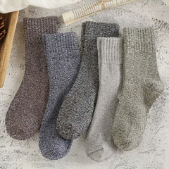 5 Pairs Men's Thermal Crew Socks Thick Cotton Blend Comfy Casual Unisex Socks