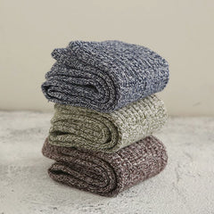 5 Pairs Men's Thermal Crew Socks Thick Cotton Blend Comfy Casual Unisex Socks