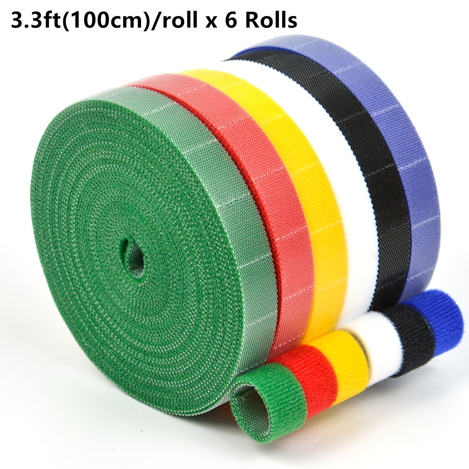 6 Rolls Hook & Loop Straps for Home & Office Organization