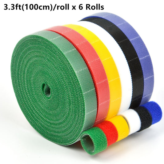 6 Rolls Hook & Loop Straps for Home & Office Organization
