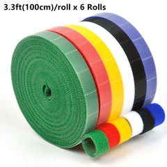 6 Rolls Hook & Loop Straps for Home & Office Organization