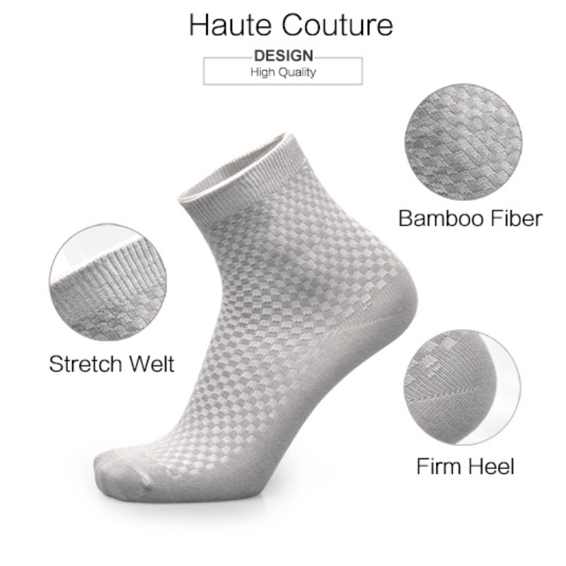 5 Pairs Bamboo Soft Ankle Socks Solid Breathable Crew Socks