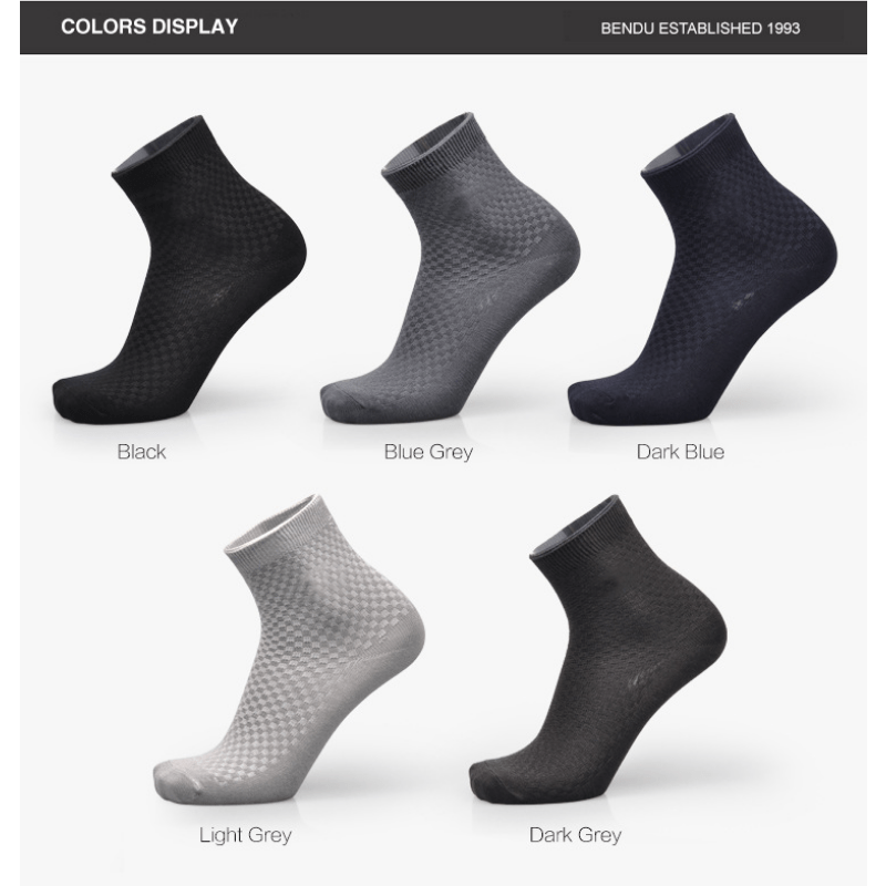 5 Pairs Bamboo Soft Ankle Socks Solid Breathable Crew Socks