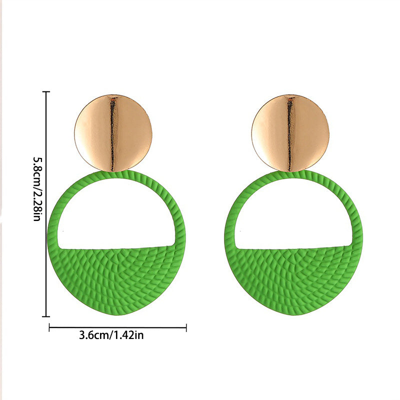 Green Orange Geometric Round Hollow Out Drop Earrings for Girls