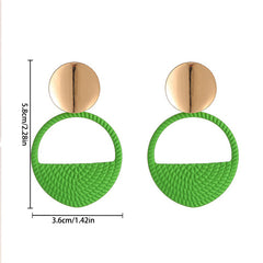 Green Orange Geometric Round Hollow Out Drop Earrings for Girls