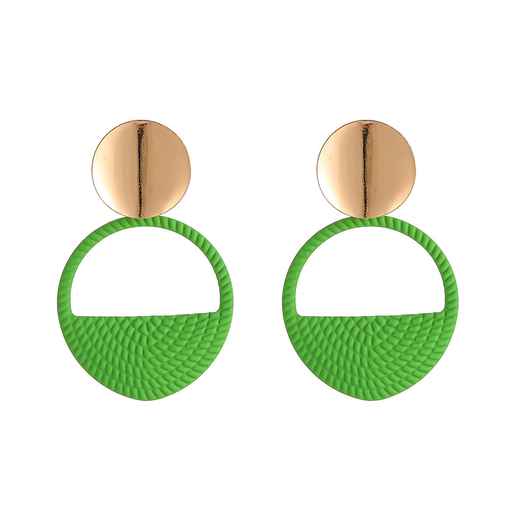 Green Orange Geometric Round Hollow Out Drop Earrings for Girls