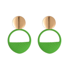 Green Orange Geometric Round Hollow Out Drop Earrings for Girls
